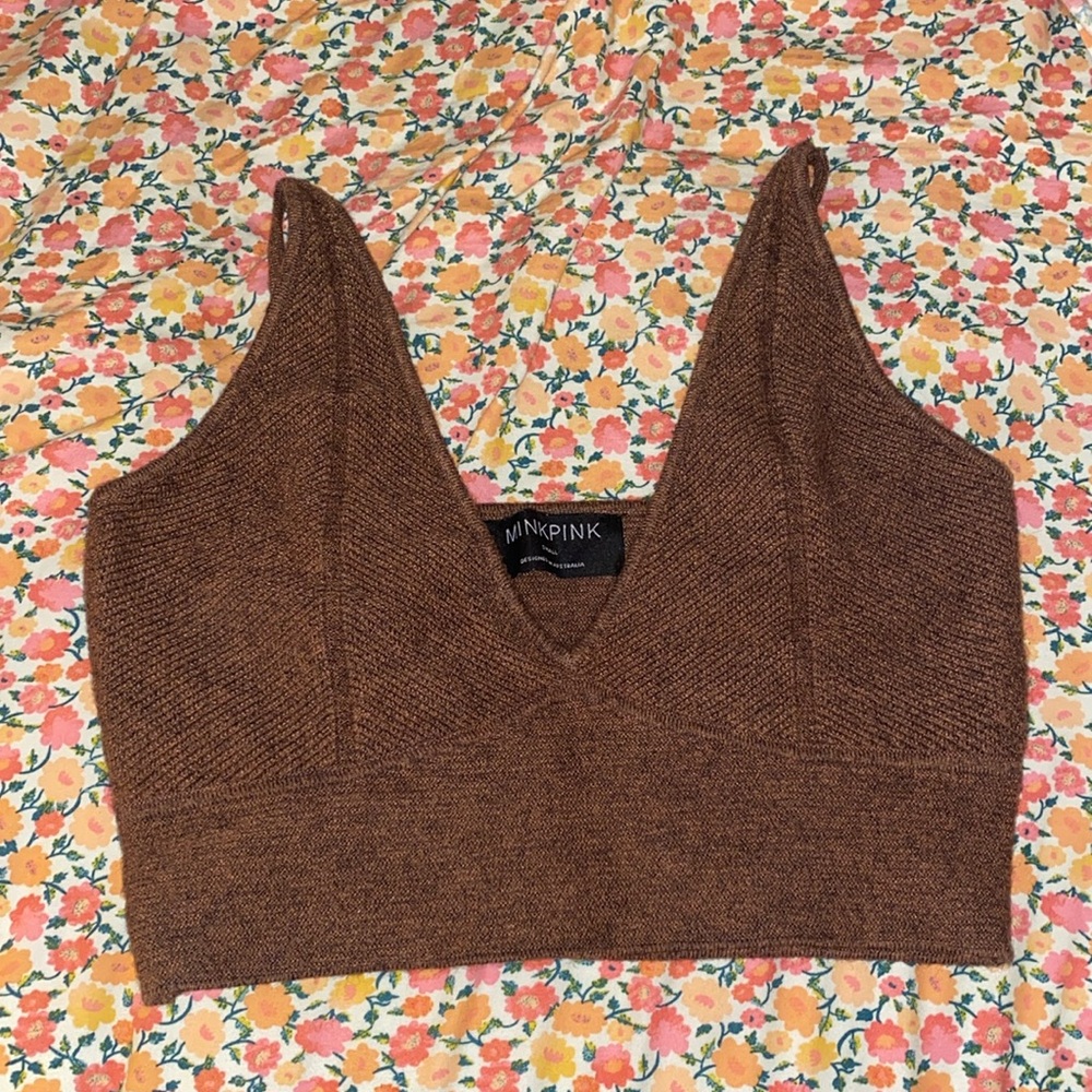 Brown V-Neck Sweater Bralette
